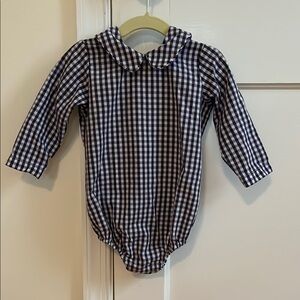 Beaufort Bonnet Company Gingham Long Sleeve Baby Romper